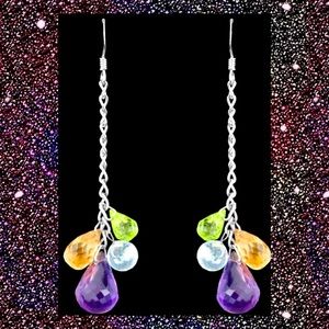 AFRICAN AMETHYST•CITRINE•PERIDOT•TOPAZ SS EARRING